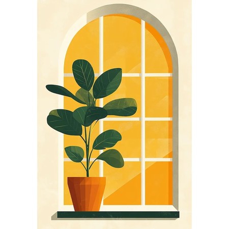 Plante verte minimaliste devant la fenêtre