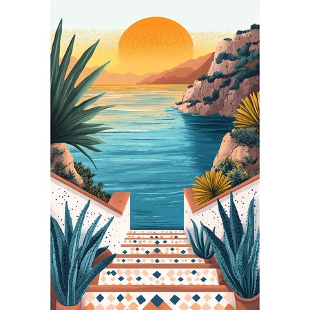 Escalier méditerranéen aux agaves