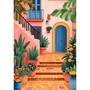 Escalier fleuri et maison rose de Grèce