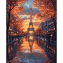 Tour Eiffel sous la pluie d'automne au coucher du soleil