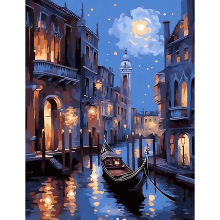 Gondole à Venise sous la pleine lune