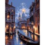 Gondole devant la basilique de Venise sous la lune