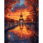 Reflet de la Tour Eiffel sous le ciel flamboyant d'automne
