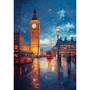 Diamond Painting Big Ben roter Bus London Regen glänzende Strasssteine