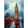 Lumières de Big Ben et bus rouges londoniens