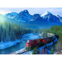 Train Canadien dans la Neige : Paysage Hivernal Diamond Painting