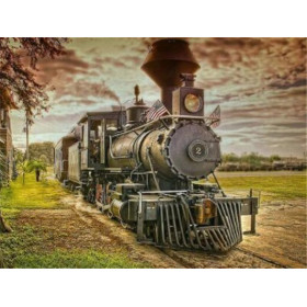 Locomotive à Vapeur Américaine au Couchant Diamond Painting