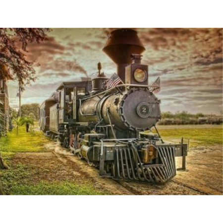 Locomotive à Vapeur Américaine au Couchant Diamond Painting
