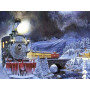 Locomotive 346 dans l'Hiver Enneigé Diamond Painting