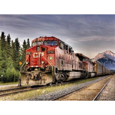 Train de Marchandises CP 9710 dans les Rocheuses Diamond Painting