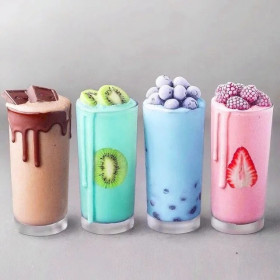 Smoothies Arc-en-Ciel : Quatre Délices Fruités en Broderie Diamant Diamond Painting