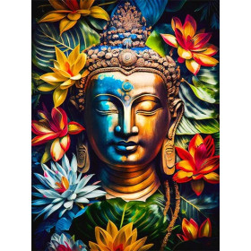 Bouddha Fleuri aux Teintes Célestes Diamond Painting