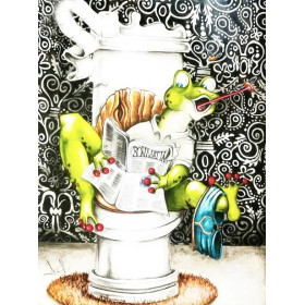 Grenouille Matinale sur les Toilettes Diamond Painting