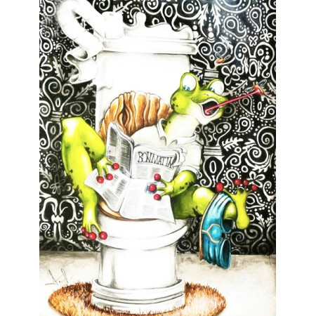 Grenouille Matinale sur les Toilettes Diamond Painting