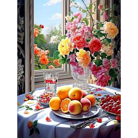 Bouquet de Fleurs et Fruits Frais en Broderie Diamant Diamond Painting