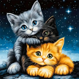 Trois Chatons Étoilés Diamond Painting