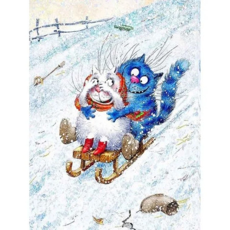 Luge Enneigée des Chats Farceurs Diamond Painting