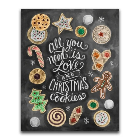 Biscuits de Noël et Boules de Neige : Craie sur Tableau Diamond Painting