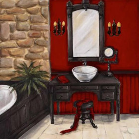 Élégance Rouge et Noire : Salle de Bain Luxueuse en Broderie Diamant Diamond Painting