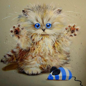 Chaton Joueur aux Yeux Bleus Diamond Painting