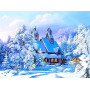 Chalet Enneigé aux Oiseaux d'Hiver Diamond Painting