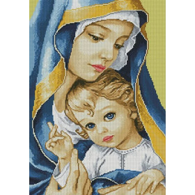 Vierge Marie et Enfant Jésus : Icône Sacrée en Broderie Diamant Diamond Painting