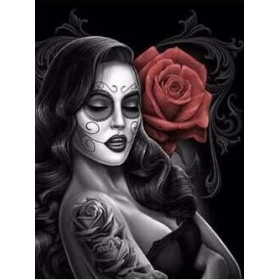 Calavera à la Rose Rouge Diamond Painting