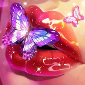 Baiser de Papillon aux Lèvres Rubis Diamond Painting