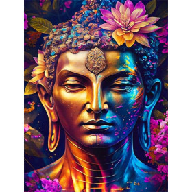 Bouddha Dualité Dorée et Bleue Diamond Painting
