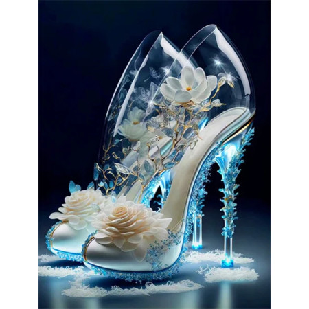Talons de Cendrillon aux Roses Givrées Diamond Painting