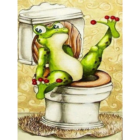 Grenouille Toilette aux Baies Rouges Diamond Painting