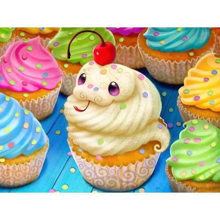 Cupcakes Joyeux aux Confettis Diamond Painting
