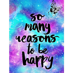 Galaxie du Bonheur : Papillon et Citation Inspirante Diamond Painting