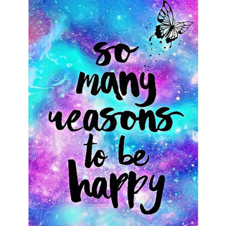 Galaxie du Bonheur : Papillon et Citation Inspirante Diamond Painting