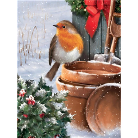 Rouge-gorge en Hiver : Douceur de Noël Diamond Painting