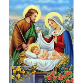 La Sainte Famille sous les Roses Célestes Diamond Painting