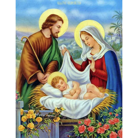 La Sainte Famille sous les Roses Célestes Diamond Painting