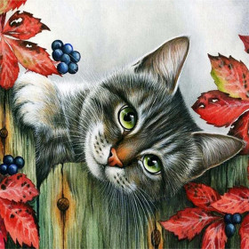 Chat Tigré aux Yeux d'Automne Diamond Painting