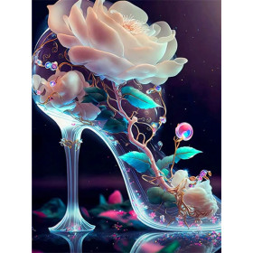 Chaussure de Verre aux Fleurs Lumineuses Diamond Painting