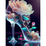Chaussure de Verre aux Fleurs Lumineuses Diamond Painting