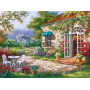 Maison aux Roses Grimpantes et Pergola Fleurie Diamond Painting