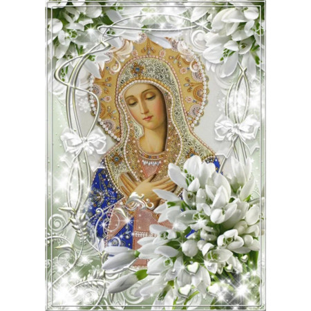 Vierge Marie Sacrée aux Perles d'Or Diamond Painting