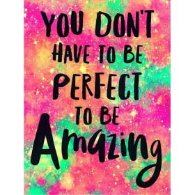 Citation Motivante 'You Don't Have to Be Perfect to Be Amazing' sur Fond Cosmique Psychédélique Diamond Painting