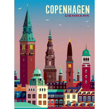 Panorama Vintage de Copenhague en Broderie Diamant Diamond Painting