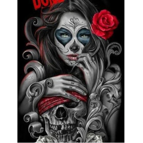 Calavera aux Yeux Bleus Diamond Painting