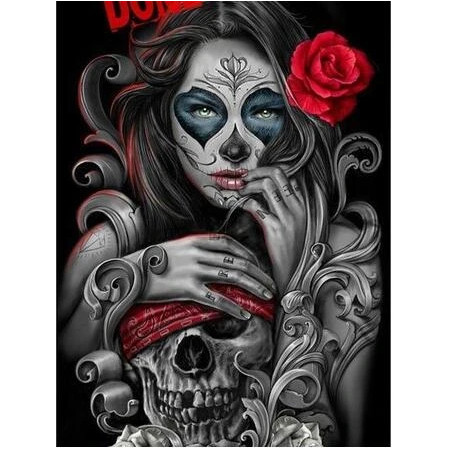 Calavera aux Yeux Bleus Diamond Painting