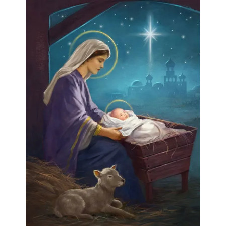 La Nativité : Vierge à l'Enfant sous l'Étoile de Bethléem Diamond Painting
