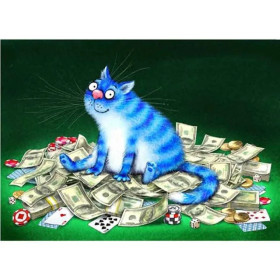 Chat Chanceux au Pactole Étincelant Diamond Painting