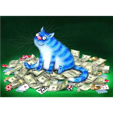 Chat Chanceux au Pactole Étincelant Diamond Painting