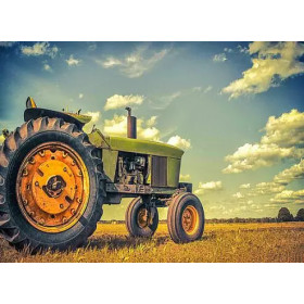 Tracteur Vintage dans les Champs Dorés Diamond Painting